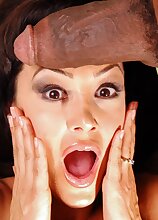 Mature pornstar Lisa Ann chokes on a big fat black cock.