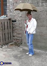 Hot German MILF Klaudia gets naked and wet during her interview by our naughty reporter
