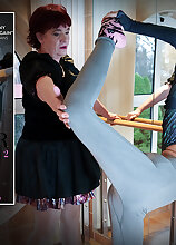 Veri, the granny ballet teacher is back with a new young lesbian student to please her hairy pussy