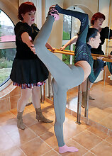 Veri, the granny ballet teacher is back with a new young lesbian student to please her hairy pussy