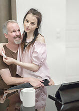 Naughty teen Vera V. Seduces her stepdad for a secret sexaffair with him in the kitchen