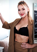 51 year old Malusha is a hot blonde MILF teacher who gets wet and needs to masturbate her pussy