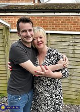 Curvy British GILF Chantelle is fucking and sucking a cheating young guy on the sofa