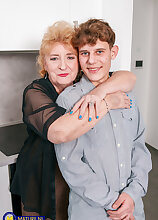 Mature.nl - Curvy 72 year old granny Noretta seduces her grandson's best friend to fuck her hard on the couch